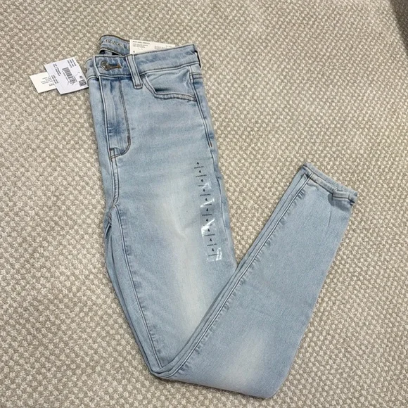 American Eagle Outfitters High Rise Blue Jeans Distressed Denim - Picture 2 of 10